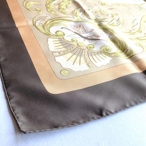 HERMES Silk Scarf Carré 90 Cheval Turc Brown 35 Inch Square Turkish Horse Design - Picture 10 of 19