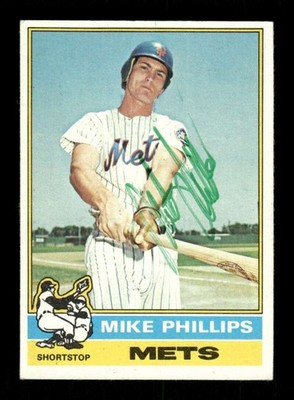 1976 Topps #93 Mike Phillips  signed autograph  EX, centered, green sharpie EAA1