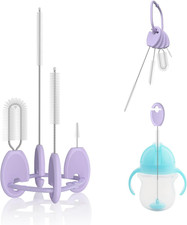 Baby Straw Brush Set, 4 Piece Cleaner Kit with Standable Key Ring for Sippy Cups