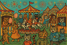 w18 Louis Wain Cute Cat Painting Reimagined Art Refrigerator Magnet 6 by 4 inch