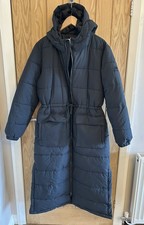 Tog 24 Bawtry Washed Black Long Maxi Puffer Coat Tall Hooded Size 14