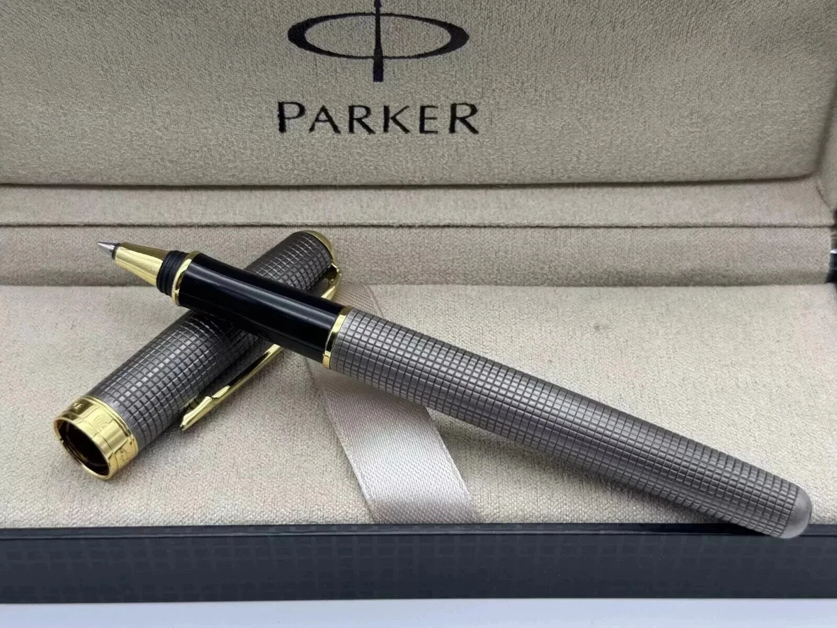 Grey Grid Parker Sonnet Series Fine (F) Nib Rollerball Pen Black Ink With Box