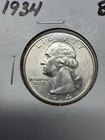 1934 Washington Quarter 25c. Amazing Luster. Medium Motto.