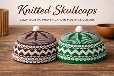 Kufi Hat Set Brown Green Skullcap Taqiyah Topi Muslim Prayer Caps Assorted