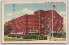 I.M.A. Building Flint Michigan 1950 Postmark Vintage Linen Postcard