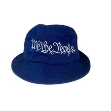 We The People Bucket Hat Blue 100% Cotton Emb...
