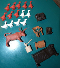 Vtg Set 21 Marx ROY ROGERS DOUBLE R BAR RANCH Toys FURNITURE/LONGHORN/POULTRY