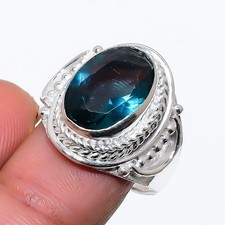 London Blue Topaz Gemstone Handmade 925 Sterling Silver All Size Ring For Gift