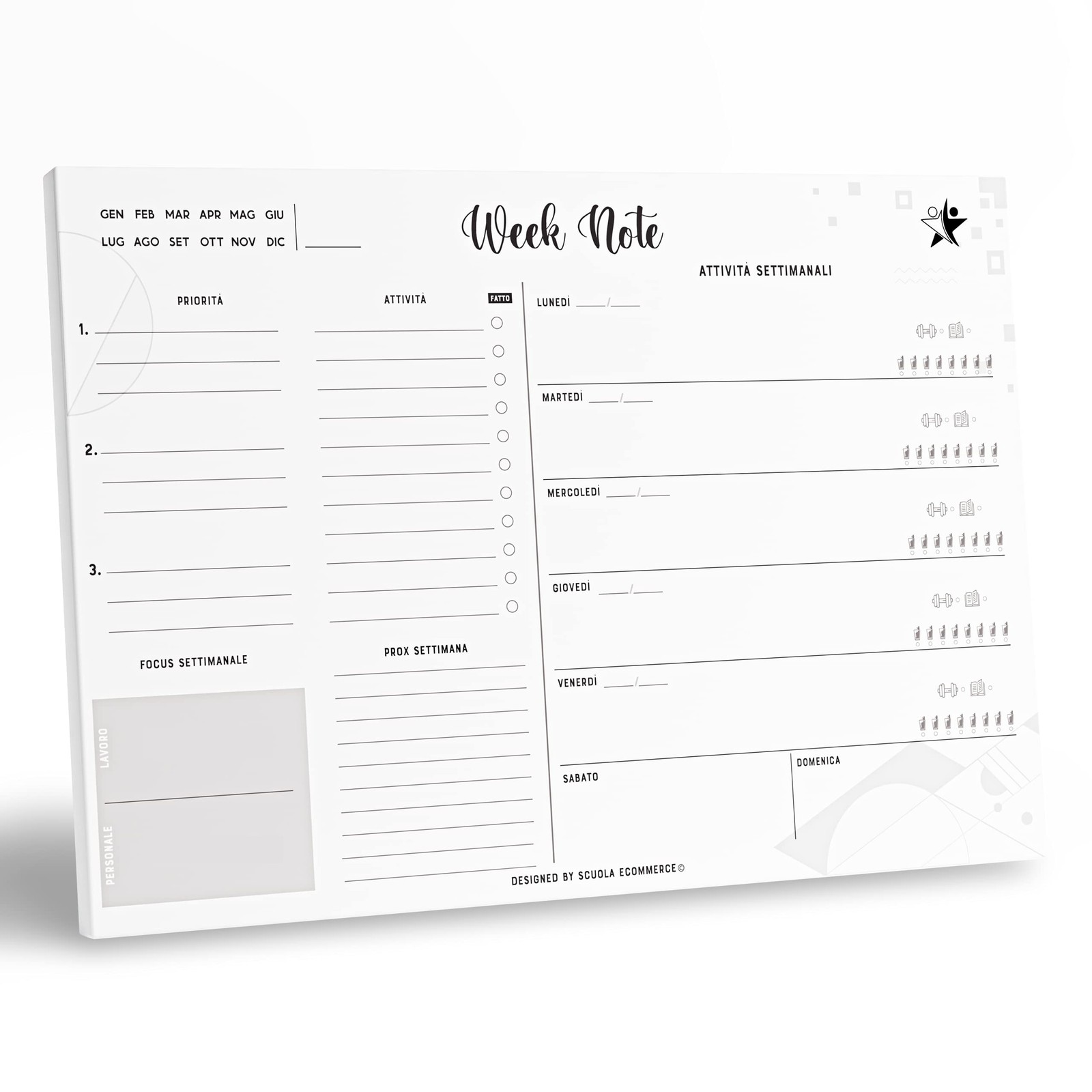 Planner Settimanale 2025 da Scrivania Week Note - Agenda settimanale 2025 (m6j)