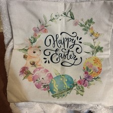 17" x 17" HAPPY EASTER Decorative Throw Pillow COVER
