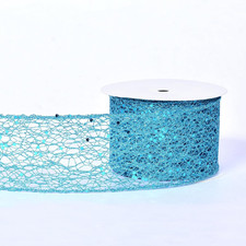 Blue Glitter Mesh Wired Ribbon 2.5 Inch 10 Yards, Blue Mesh Ribbon for Gift Wrap