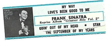 Frank Sinatra, My Way/Love's Been Good To Me/Goin' Out My Head, Jukebox Label 33