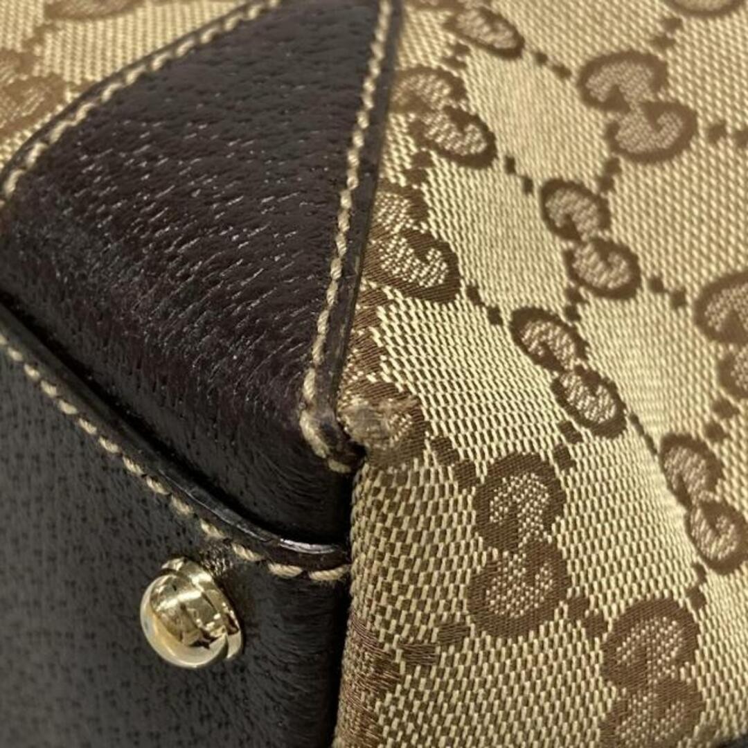 Gucci GG Pattern Tote Bag Dark Brown Beige Leather Used 25x32cm thumbnail 7