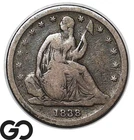 1838 Seated Liberty Dime, Small Stars, Scarce Collector Type Coin