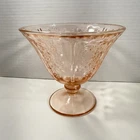 Candy Dish: Pink Depression Glass Footed Sharon Cabbage Rose Federal Glass