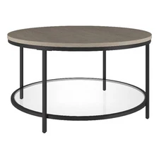 Henn&Hart 32" Antiqued Gray Oak Metal/Glass/MDF Coffee Table