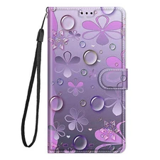 Water Flower Wallet Case For Samsung iPhone Redmi Google Sony Honor OPPO Moto Mi