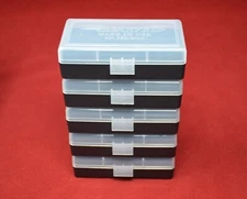 5 x AMMO BOXES CLEAR 50 Rounds each of storage 9MM / 380 - FREE SHIPPING