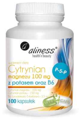 ALINESS Magnesium Citrate with Potassium and Vitamin B6 (P-5-P) 100 vegetarische