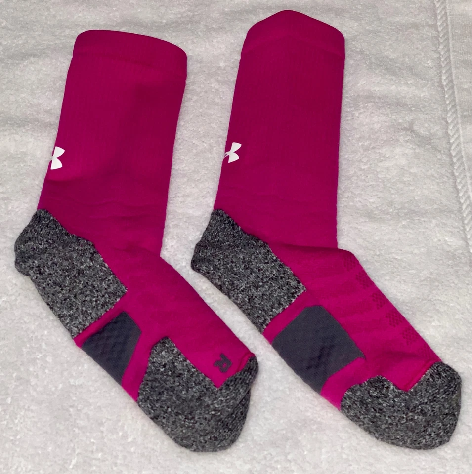 Calcetines de baloncesto Under Armour UA ArmourGrip rosa blanco NUEVO para hombre M 6-8 Foto 2 de 4