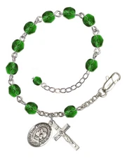 YOU CHOOSE Female Saint Silver Rosary Bracelet Bliss May Birthstone