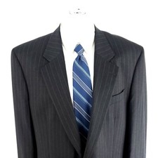 Jack Victor King Ct Wool 2 Button Suit Jacket 46L Gray Striped
