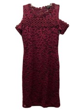 Ambiance Burgundy Women's Small Lace Body-con Dress Lined Size Small
