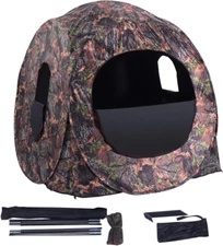 Hunting Blind, 3 Persons Pop up Ground Blind with Hub System, Carry Bag for Deer