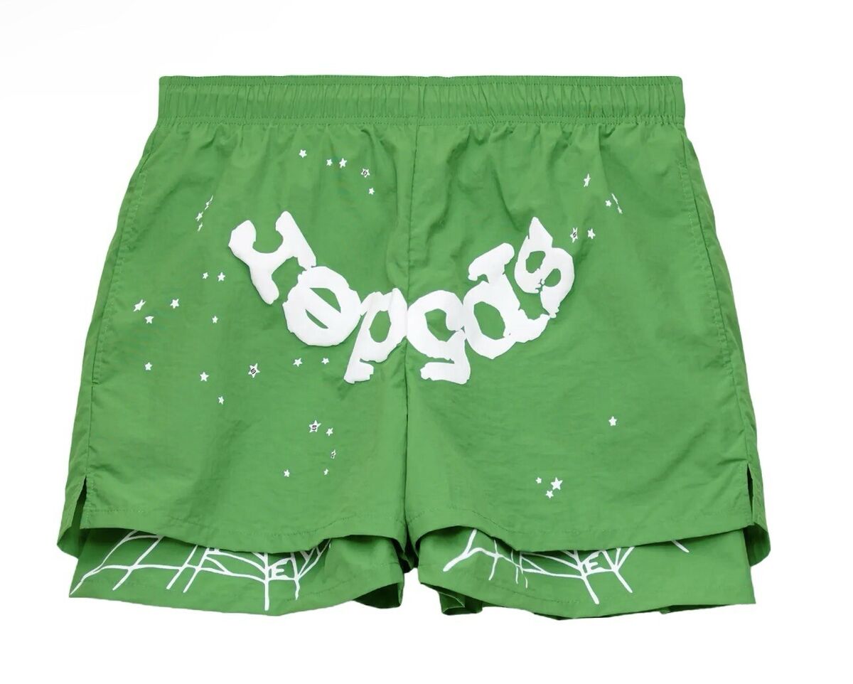 Size L - SP5DER OG WEB DOUBLE LAYER SLIME GREEN SHORT Size L - SP5DER OG WEB DOUBLE LAYER SLIME GREEN SHORT
