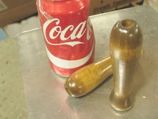 2 Vintage Walnut Wood Handles 5" long X 3/8" bore (1-1/4" largest Dia. )