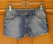 Mudd Ladies Size 5 Distressed Cut-Off Blue Denim Shorts