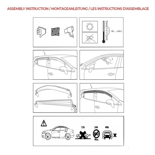 Windabweiser Luftabweiser Regenabweiser Für Citroen Berlingo 2008 - 2017 - Afbeelding 9 van 10