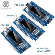 Nano V3.0 ATmega328P CH340C Board  0.91'' OLED Display SSD1306 IIC For Arduino