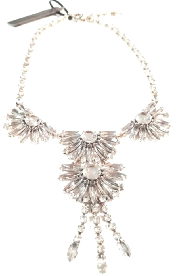 J.Crew Gem Fan Crystal Statement Necklace Crystal Gold Plated Brass AS557 NWT - Image 3 of 4