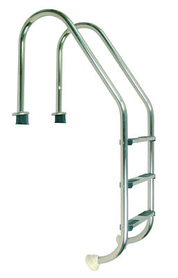 Poolleiter 3-stufig weit Edelstahl V2A Pool 120 cm Einstiegsleiter Einbauleiter