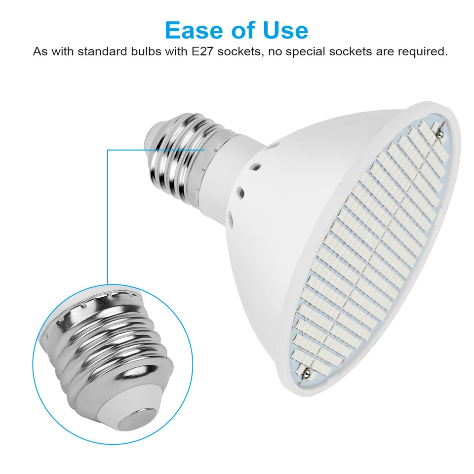 Bombilla de crecimiento 300 LED luz de espectro completo para plantas de interior flores cultivo de vegetales Foto 4 de 4
