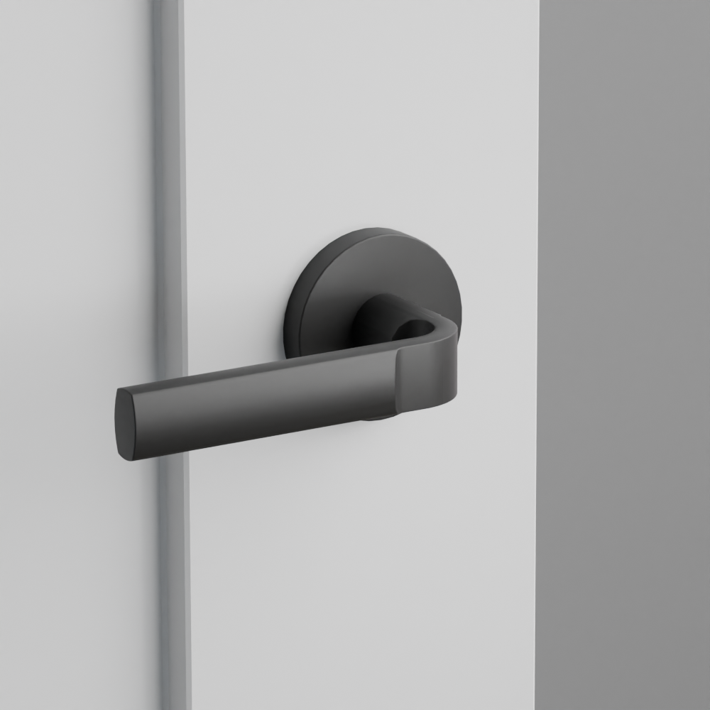 Emtek privacy door lever set black aston handle disk rosette concealed cf-image