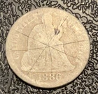 1886-(P) Seated Liberty Dime Scratched #20