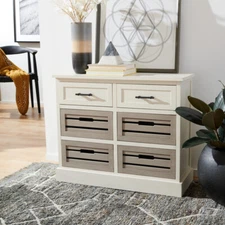 SAFAVIEH Briar Removable 6-Drawer Storage Chest | Distressed White / Greige |