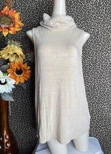 🦋DOE & RAE🦋Taupe Turtleneck Lace Back Sleeveless Top NWT | SMALL |