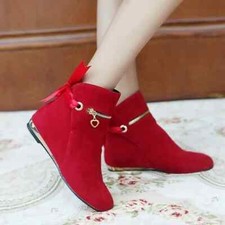 Chaussures de Sport Bottines Confortable Rouge Basses Daim Cuir Synthetique 9154