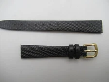 13MM Lizard Grain Regular Ladies Black Watch Band