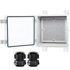 Junction Box Hinged Clear Cover IP67 Waterproof ABS Project Box with 2 NPT 1/...