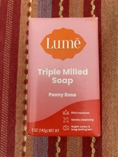 LUME  Natural Soap ~ Triple Milled Soap ~ PEONY ROSE ~ 5oz Bar ~ NEW & Sealed