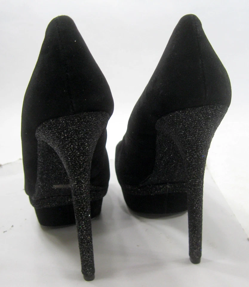 Туфли женские Anne Michelle черные 5,5 дюйма на блестящем каблуке 1,5 дюйма на платформе с открытым носком размер 6 - Изображение 3 из 4