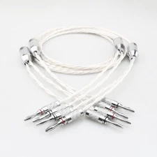 Silver-plated Speaker Cable Banana Spade 7N OCC Speaker Wire For Hi-fi Systems