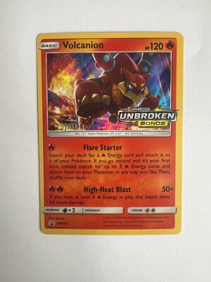 Pokémon TCG: Volcanion SM179 PRE RELEASE STAFF STAMPED Unbroken Bonds Promo