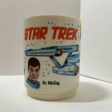  Star Trek Vintage 1975 DEKA Plastic Mug - Featuring Kirk, Spock, The Enterprise