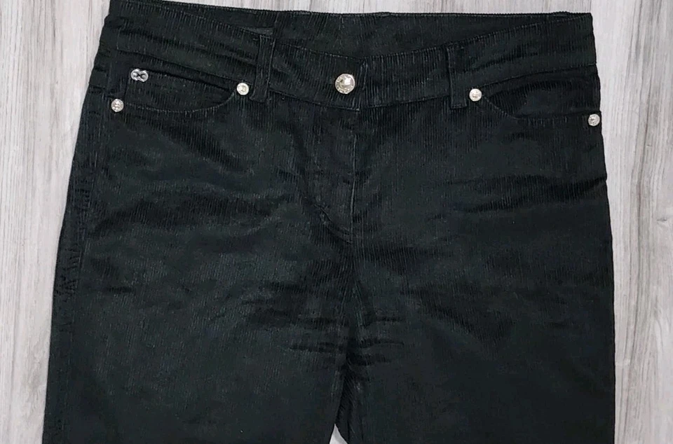 Pantalón Vintage Escada Negro Pana Talla 4 EU 36 Pierna Ligeramente Acampanada Foto 3 de 4