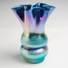 RARE SPECTACULAR LCT TIFFANY FAVRILE BLUE GLASS VASE GREAT DESIGN W DEEP ONION!
